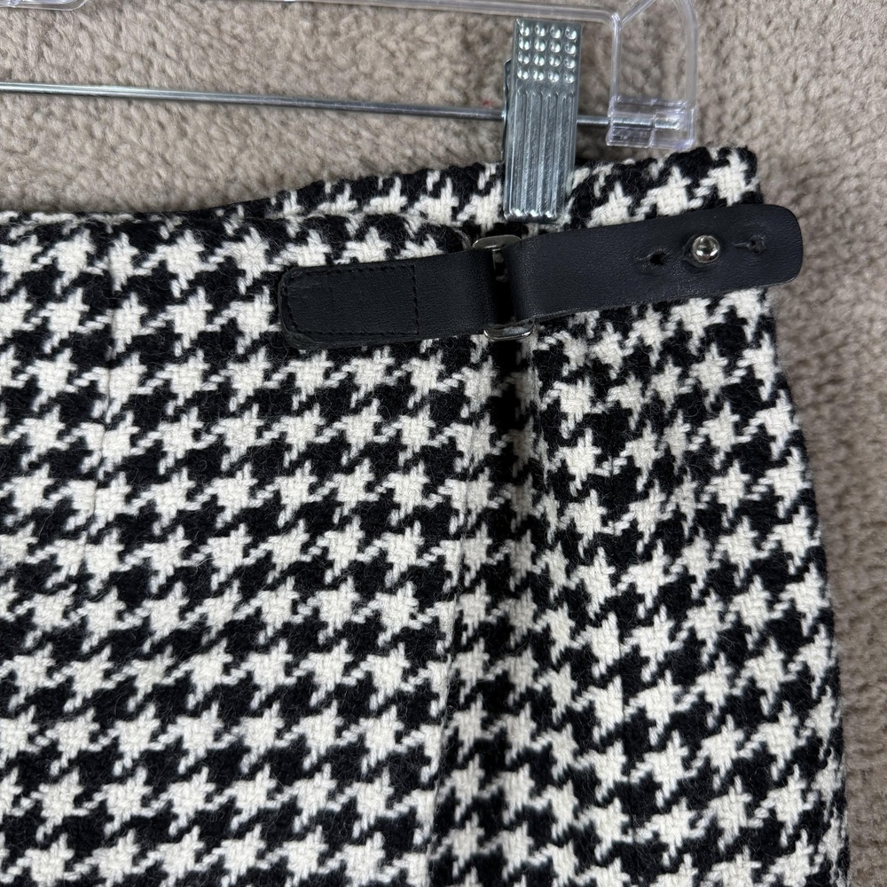 Lauren Ralph Lauren Skirt Womens 12 Black Houndstooth Wool Tweed Wrap Career - Picture 4 of 9